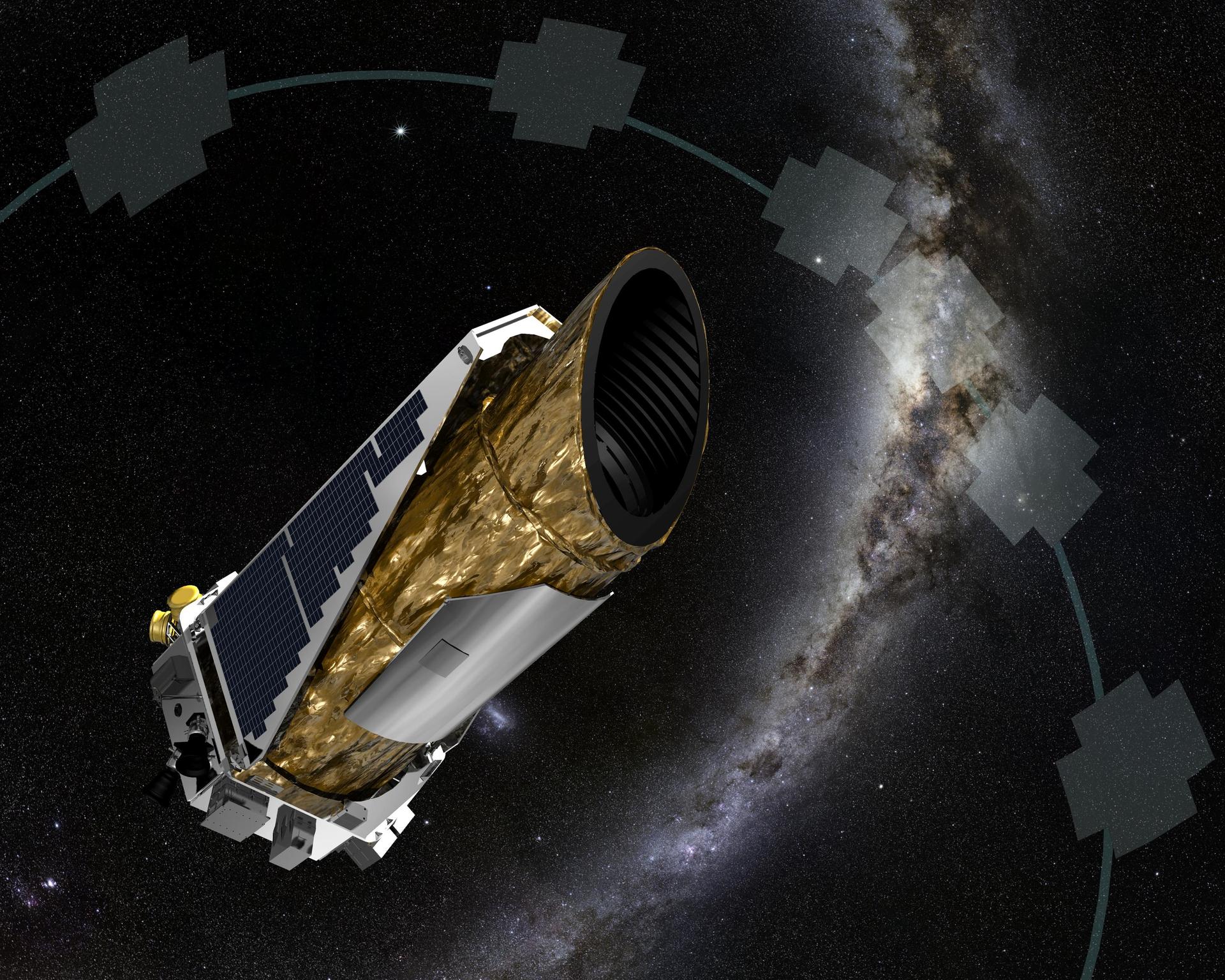 Kepler space telescope against a star field